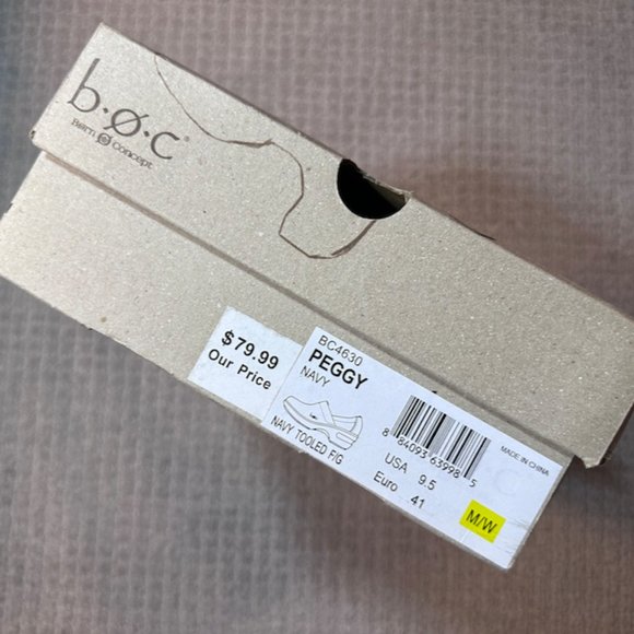 BOC Navy Blue Tooled Leather Clogs - Picture 6 of 6